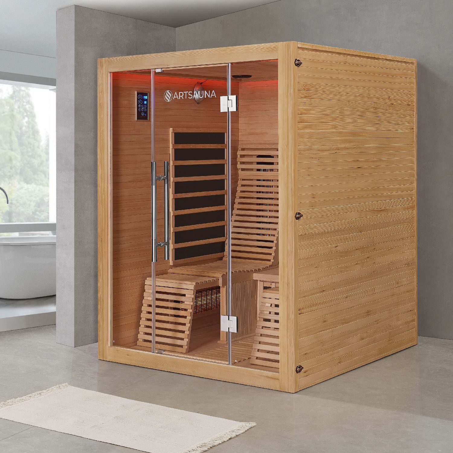 Infrarotkabine Artsauna Helsinki 150 (Vollspektrum-Dual, 3 Pers., 150×150 cm)
