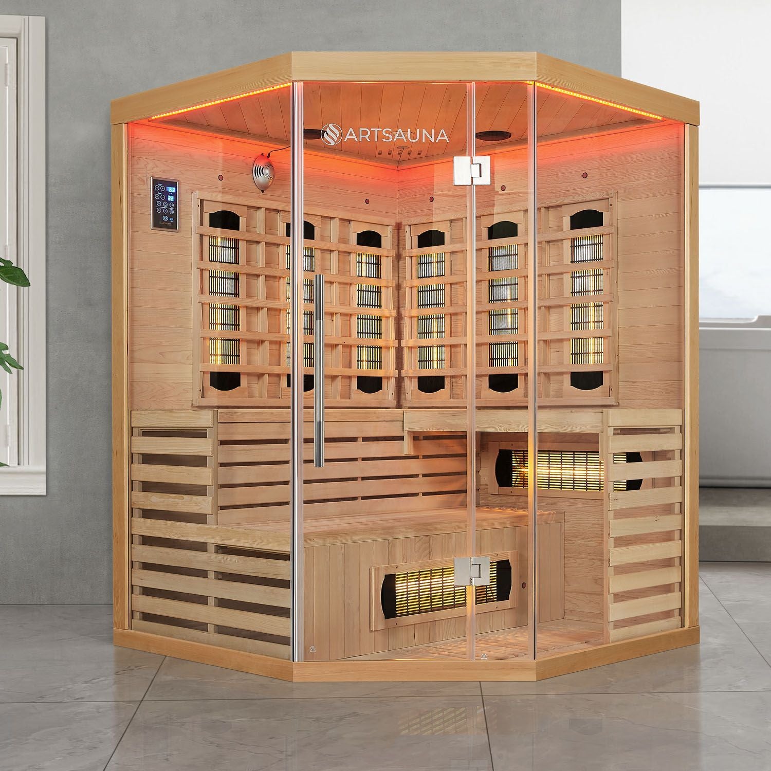 Infrarotkabine Artsauna Kiruna 150 (Vollspektrum-Dual, 3 Pers., 150×150 cm)