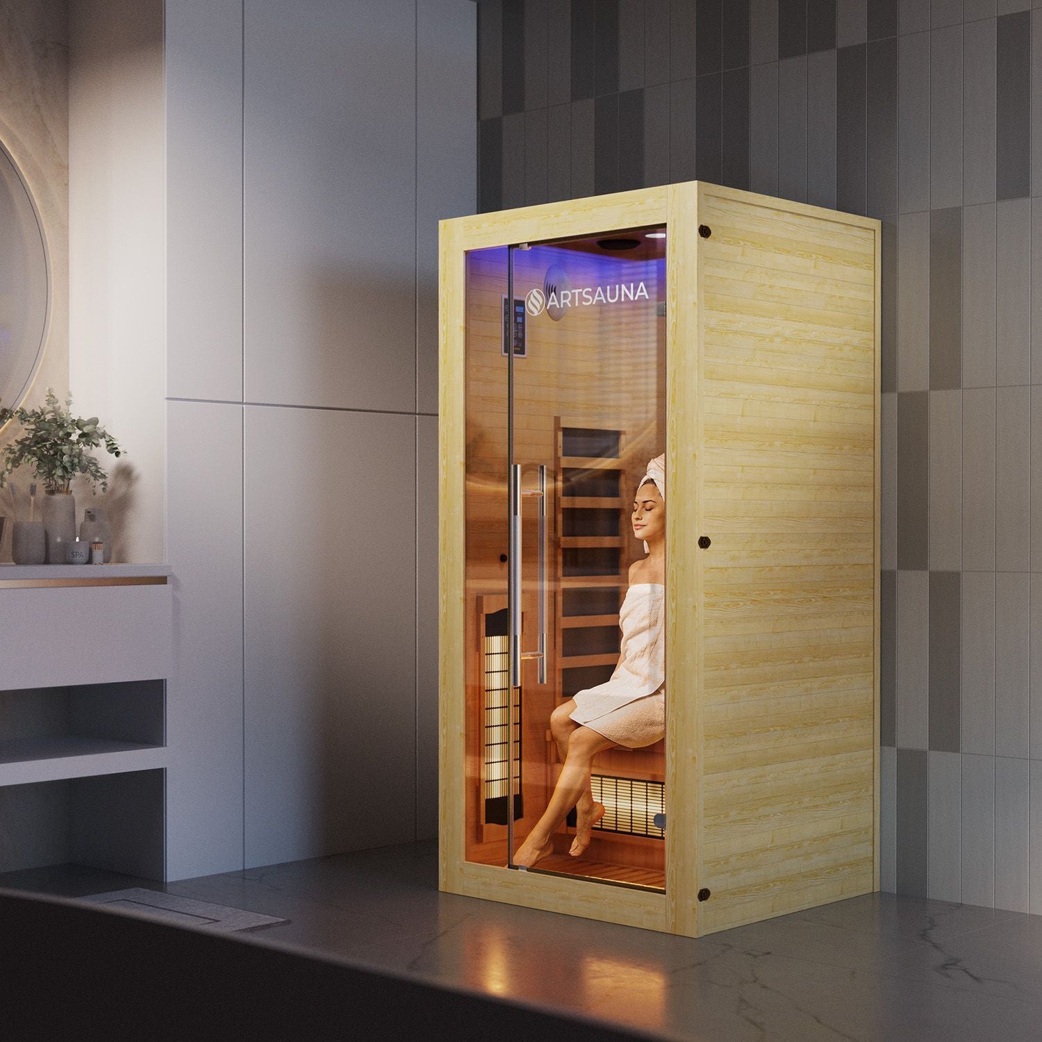 Infrarotkabine Artsauna Kiruna 90 Premium (Vollspektrum-Dual, 1 Pers., 90×90 cm)