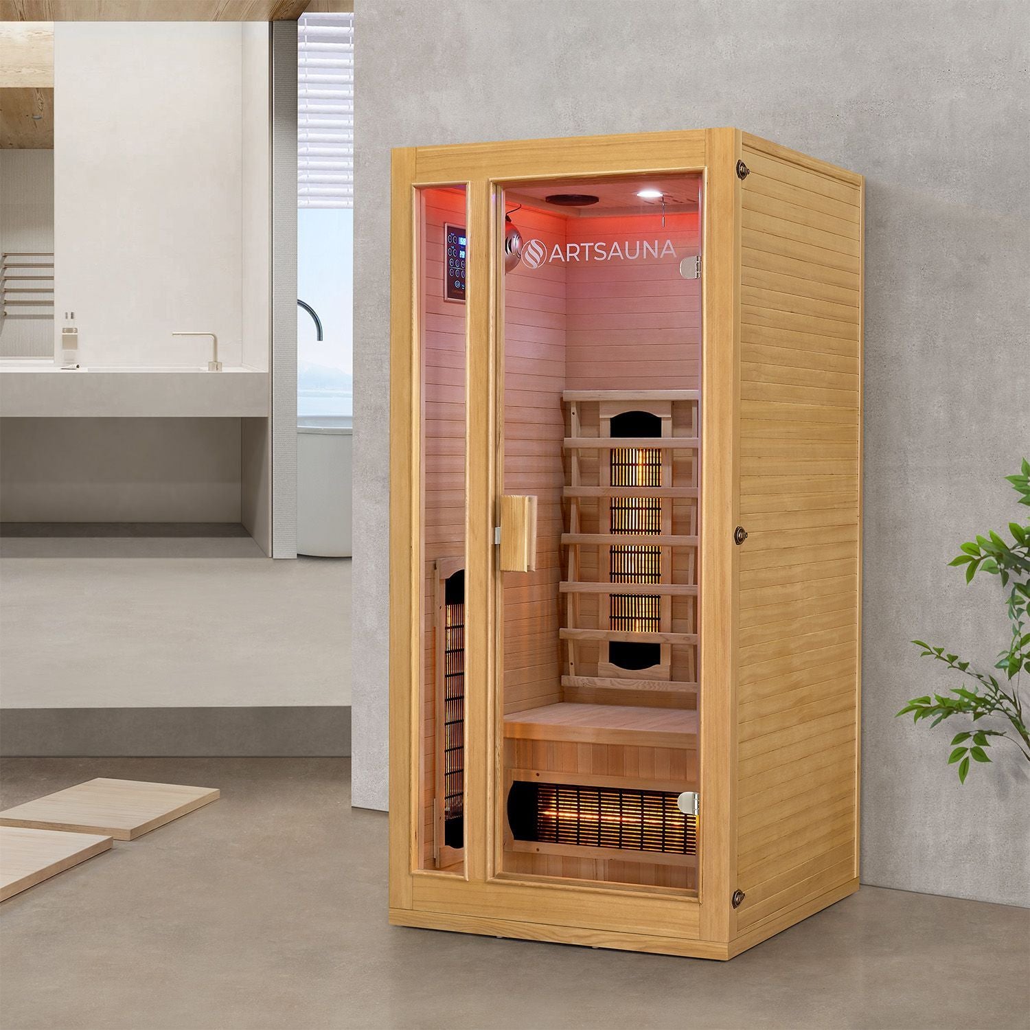 Infrarotkabine Artsauna Nyborg S90V (Vollspektrum-Dual, 1 Pers., 90×90 cm)